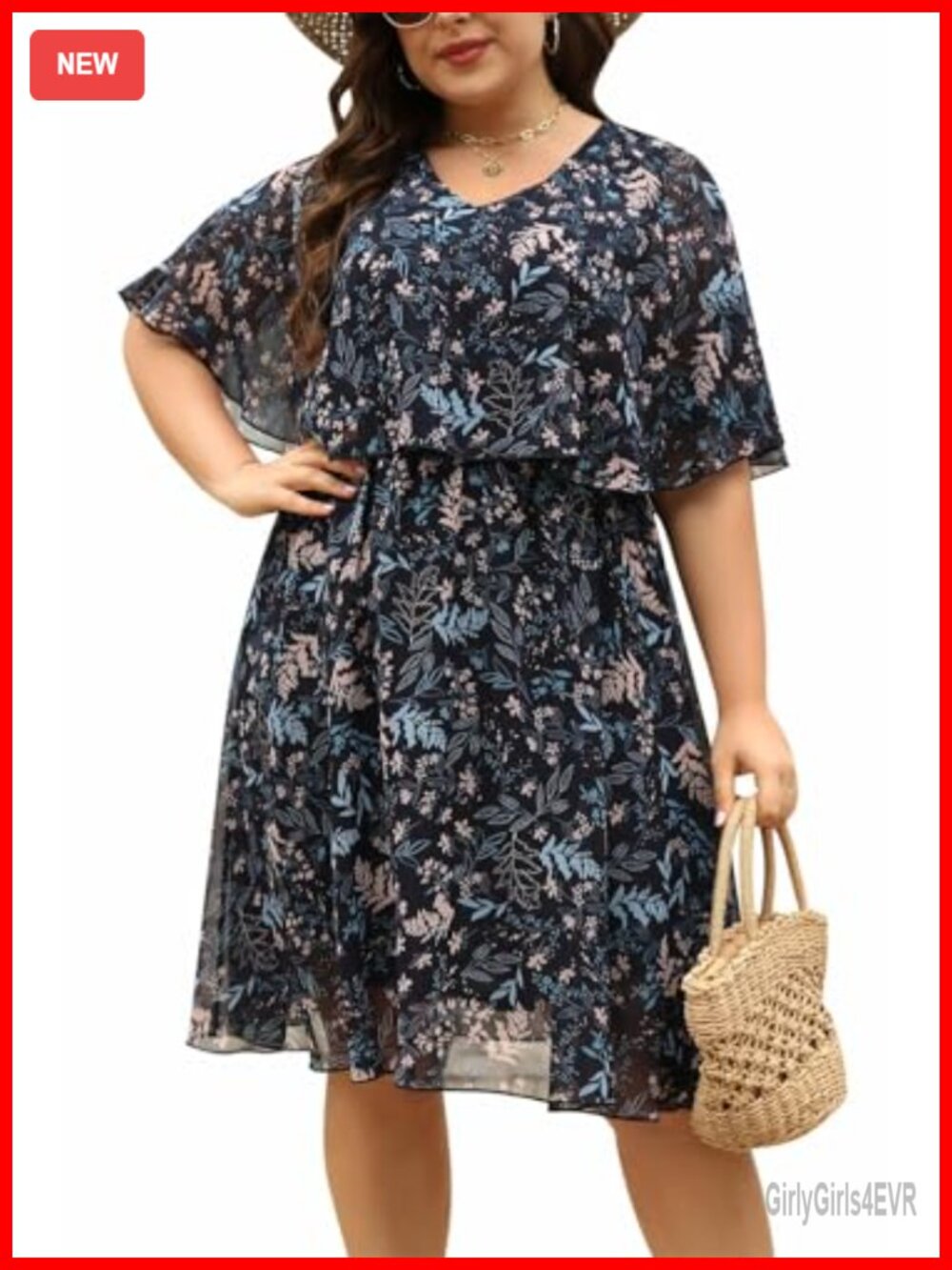 Chiffon Sleeveless Empire Waist Midi Dress - Plus Size A-Line